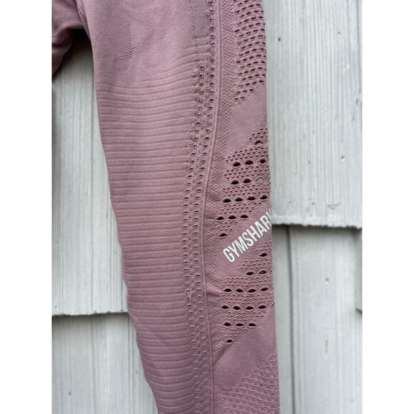 Gymshark Pink High Waist Leggings Compression Knit Workout Performance Wear S - Picture 4 of 8
